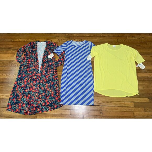 LulaRoe Women's Sarah Cardigan Julia Dress and Irma Shirt LOT 3 Size Medium NWT - Picture 1 of 6
